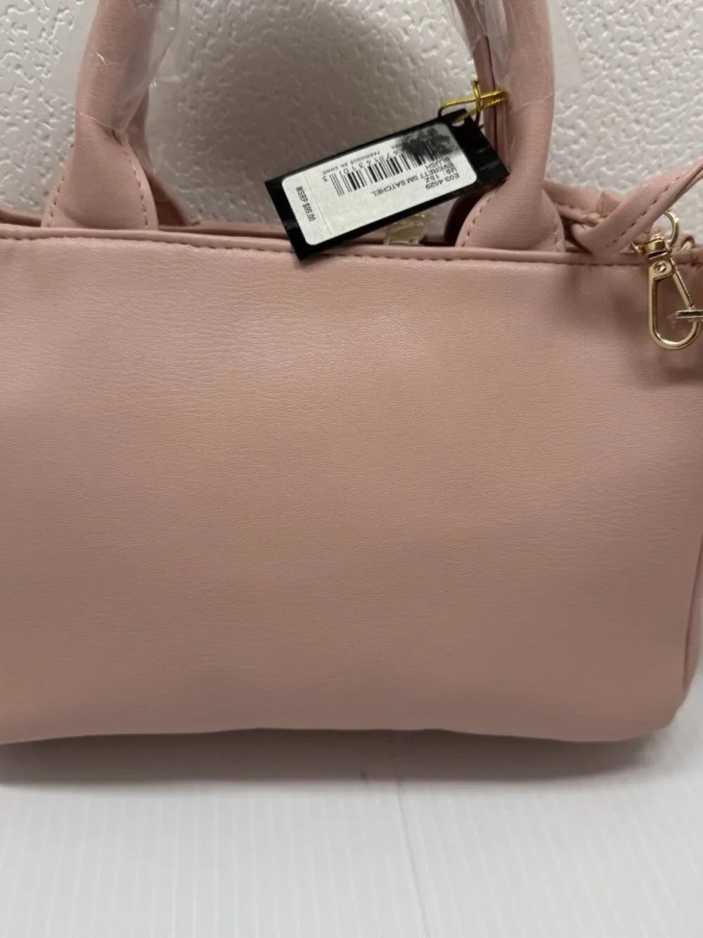 Bebe Everett Small Blush Quilted Satchel Crossbody Gold Chain Bag NWT Chic Work